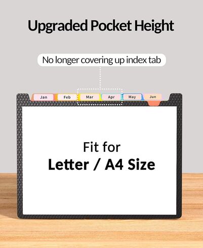 Sooez Accordion File Organizer, 12 Pockets Expanding File Folder, Portable Monthly Paper Bill Tax Receipt Organizer, Letter A4 Size Document Holder with Blank Labels in Saudi Arabia