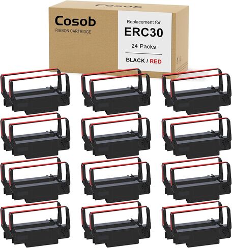 Replacement for ERC 30/34/38 B/R Ribbons 24 Pack,Black and Red(Individually Sealed) in Saudi Arabia