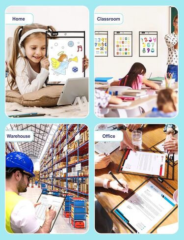SUNEE 6 Packs Oversized Reusable Dry Erase Pocket Sleeves with Binder Ring, 6 Morandi Colors 10x14 Ticket Holders, Clear Plastic Sheet Protectors, Teacher School Classroom Supplies in Saudi Arabia
