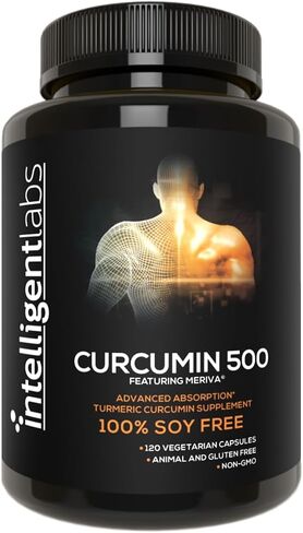 Intelligent Labs 500 مجم ميريفا كركمين فيتوسوم، 2900% أفضل امتصاصًا من كركم الكركم العادي، 100% خالي من الصويا، 120 كبسولة في كل زجاجة، مركب فيتوسوم الكركمين الكركم in Kuwait
