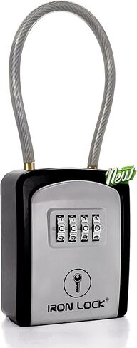 Iron Lock® XXL Wall Mount Key Lock Box for Keys 4 Digit Combination with Resettable Code with A B Switch Extra Large lockbox Indoor Outdoor Waterproof Big Key Lock Box House Spare Keys (XXL, Black) in Saudi Arabia