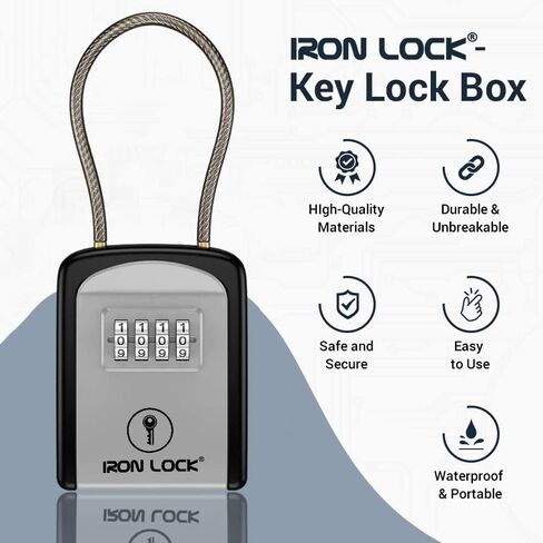 Iron Lock® XXL Wall Mount Key Lock Box for Keys 4 Digit Combination with Resettable Code with A B Switch Extra Large lockbox Indoor Outdoor Waterproof Big Key Lock Box House Spare Keys (XXL, Black) in Saudi Arabia