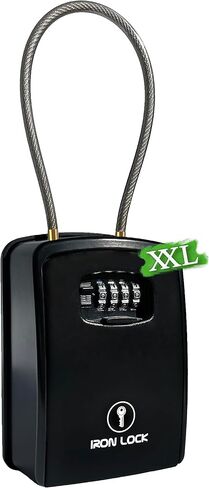 Iron Lock® XXL Wall Mount Key Lock Box for Keys 4 Digit Combination with Resettable Code with A B Switch Extra Large lockbox Indoor Outdoor Waterproof Big Key Lock Box House Spare Keys (XXL, Black) in Saudi Arabia