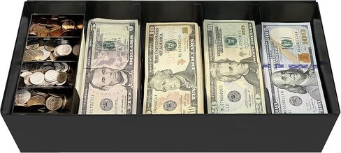 صينية عملات معدنية قابلة للقفل من Nadex مكونة من 5 أقسام مع إدراج صينية للعملات المعدنية وأغلفة الفواتير | صندوق نقود بغطاء منزلق قابل للقفل | القفل غير متضمن in Kuwait