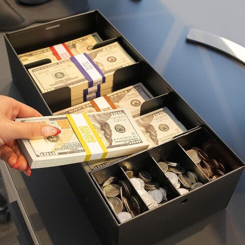 صينية عملات معدنية قابلة للقفل من Nadex مكونة من 5 أقسام مع إدراج صينية للعملات المعدنية وأغلفة الفواتير | صندوق نقود بغطاء منزلق قابل للقفل | القفل غير متضمن in Kuwait