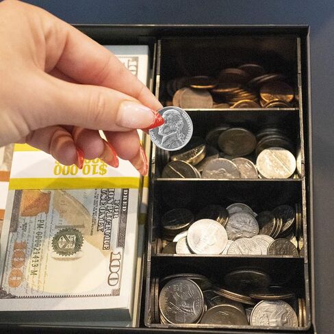 صينية عملات معدنية قابلة للقفل من Nadex مكونة من 5 أقسام مع إدراج صينية للعملات المعدنية وأغلفة الفواتير | صندوق نقود بغطاء منزلق قابل للقفل | القفل غير متضمن in Kuwait