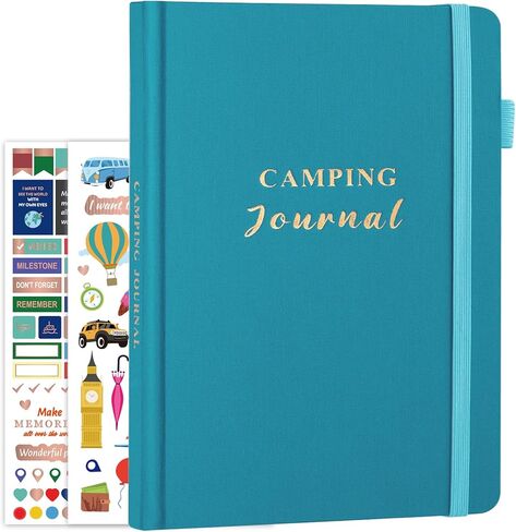 Camping Journal and RV Travel Log Book, A5 Outdoor Camp & Adventure Book for 25 Campsites, Hiking Journal, Family Travel Books Camper Essentials Camping Gifts for Women-Dark Green in Kuwait