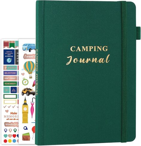 Camping Journal and RV Travel Log Book, A5 Outdoor Camp & Adventure Book for 25 Campsites, Hiking Journal, Family Travel Books Camper Essentials Camping Gifts for Women-Dark Green in Saudi Arabia