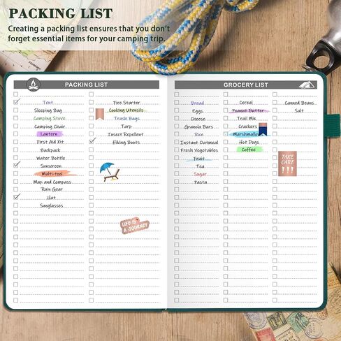 Camping Journal and RV Travel Log Book, A5 Outdoor Camp & Adventure Book for 25 Campsites, Hiking Journal, Family Travel Books Camper Essentials Camping Gifts for Women-Dark Green in Saudi Arabia