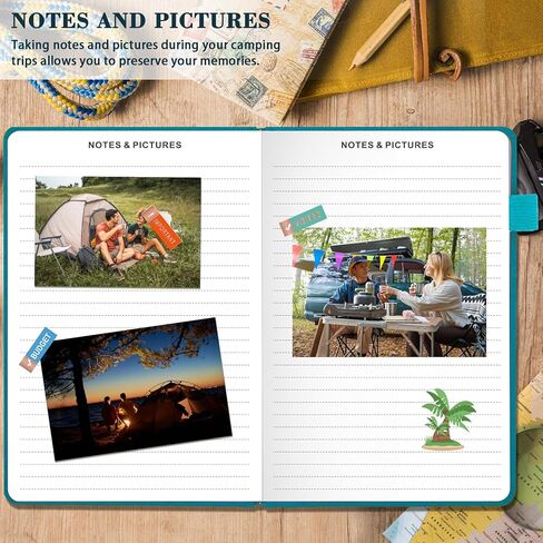 Camping Journal and RV Travel Log Book, A5 Outdoor Camp & Adventure Book for 25 Campsites, Hiking Journal, Family Travel Books Camper Essentials Camping Gifts for Women-Dark Green in Kuwait