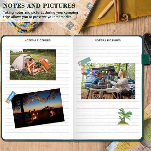 Camping Journal and RV Travel Log Book, A5 Outdoor Camp & Adventure Book for 25 Campsites, Hiking Journal, Family Travel Books Camper Essentials Camping Gifts for Women-Dark Green in Saudi Arabia