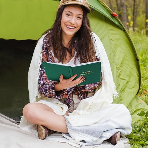 Camping Journal and RV Travel Log Book, A5 Outdoor Camp & Adventure Book for 25 Campsites, Hiking Journal, Family Travel Books Camper Essentials Camping Gifts for Women-Dark Green in Saudi Arabia