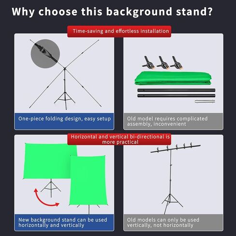Green Screen Backdrop with Stand kit,YELANGU 6.5X5ft Portable Photographic Studio Photo Background for Streaming, ID Photos, Video conferences and interviews in Kuwait