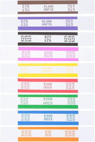 L LIKED Pack of 400 Money Band Bundles Self Sealing Currency Straps for Bill Wrappers (50 of Each - 400 Assorted) in Kuwait