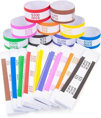 L LIKED Pack of 400 Money Band Bundles Self Sealing Currency Straps for Bill Wrappers (50 of Each - 400 Assorted) in Kuwait