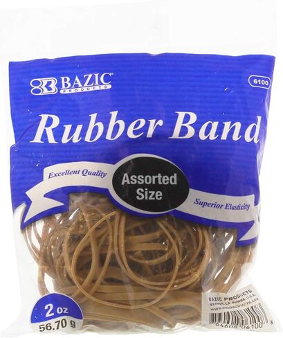 BAZIC Rubber Bands, Assorted Size 2 Oz./ 56.70 g, Made in USA Elastic Stretchable Bands for Bank Paper Bills Money Dollars File Folders, 1-Pack in Saudi Arabia