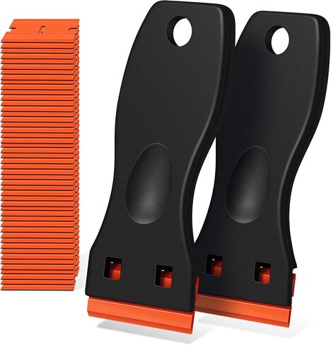 Plastic Razor Blade Scraper, Scraper Tool with 20 PCS Plastic Razor Blades for Removing Labels Adhesive Decals Sticker from Windows Glass (Blue) in Kuwait