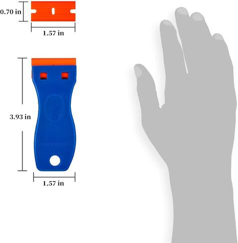Plastic Razor Blade Scraper, Scraper Tool with 20 PCS Plastic Razor Blades for Removing Labels Adhesive Decals Sticker from Windows Glass (Blue) in Kuwait
