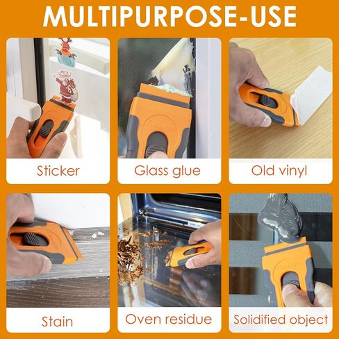 100Pcs Plastic Razor Blade Scraper with Retractable Blade: Without Damaging Surfaces Cleaning Tool for Adhesive Remover, Sticker Remover, Labels, Paint, Work on Cars, Windows, Trucks, Mailboxes in Kuwait