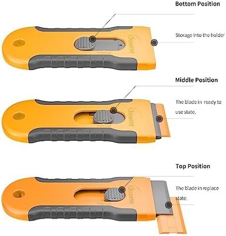 100Pcs Plastic Razor Blade Scraper with Retractable Blade: Without Damaging Surfaces Cleaning Tool for Adhesive Remover, Sticker Remover, Labels, Paint, Work on Cars, Windows, Trucks, Mailboxes in Kuwait