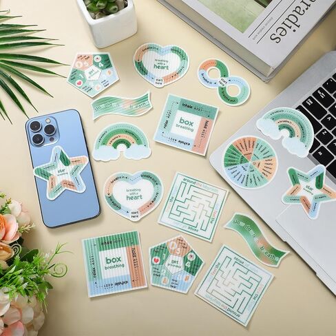 Libima 72 قطعة من الملصقات الحسية للقلق، ملصقات مزخرفة للقلق، ملصقات فيدجيت، ملصقات اليقظة الذهنية، لوازم مستشار المدرسة، العناصر الحسية للبالغين، 9 أنماط (لون قديم) in Kuwait