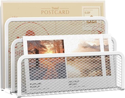 SUPEASY Mail Organizer for Desk, Mesh Metal Mail Holder Countertop with 3-Slot, Letter Sorter File Holder, Office Envelope Organizer for Mails (Black) in Saudi Arabia
