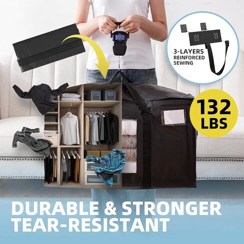 Extra Large Moving Bags 6 Packs, Heavy Duty Storage Bags with Zipper & Wrap Handles, Collapsible Storage Totes with Tag Pocket for Home & Dorm, Black in Saudi Arabia