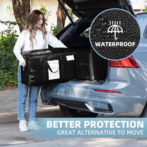 Extra Large Moving Bags 6 Packs, Heavy Duty Storage Bags with Zipper & Wrap Handles, Collapsible Storage Totes with Tag Pocket for Home & Dorm, Black in Saudi Arabia
