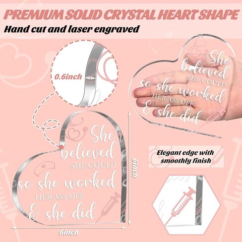 Nurse Appreciation for RN Nurses,Women Nurses Week, Day Gift Crystal Table Centerpieces Nursing Keepsakes Paperweight for Doctor School Decor (6 x 6 x 0.6 Inch) in Saudi Arabia