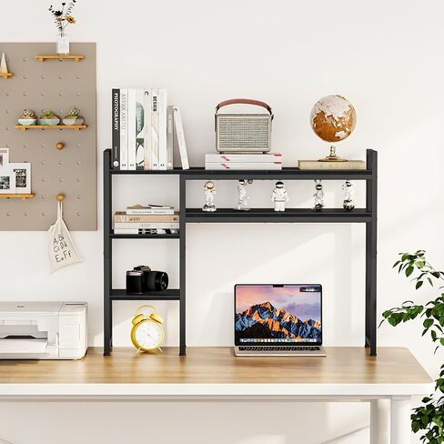 Snughome Desk Shelf, 38.6" Adjustable Desktop Organizer Shelf, Desk Hutch for Computer Monitor Stands, 4 Tier Desktop Display Rack, Wood Desktop Bookshelf Storage Rack for Home Office Dorm in Saudi Arabia