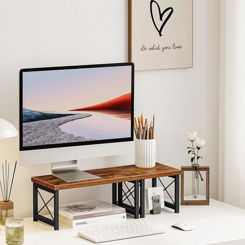 Honiter Desk Shelf, 15.7" Desktop Shelf Organizer, Freestanding Small Desktop Bookshelf, 2 Tier Independent Stackable Desk Display Rack, Desk Organizer Shelf for Office, Dorm, Home in Kuwait