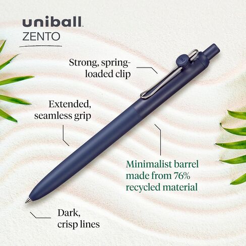 أقلام حبر جل Zento من uni-ball، 4 أقلام كتابة ناعمة سوداء متوسطة النقاط، أقلام يابانية ملونة، ألوان صامتة in Saudi Arabia