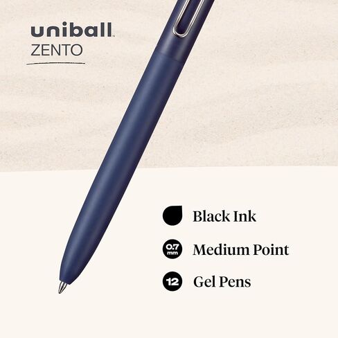 أقلام حبر جل Zento من uni-ball، 4 أقلام كتابة ناعمة سوداء متوسطة النقاط، أقلام يابانية ملونة، ألوان صامتة in Saudi Arabia