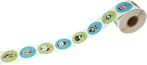 Christmas Dogs Stickers / 500 Adorable Puppy Happy Holidays Labels / 1.5" Pet Parent Envelope Seals / 8 Winter Holiday Dog Designs/Made in The USA in Saudi Arabia