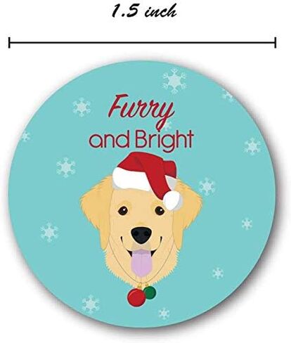 Christmas Dogs Stickers / 500 Adorable Puppy Happy Holidays Labels / 1.5" Pet Parent Envelope Seals / 8 Winter Holiday Dog Designs/Made in The USA in Saudi Arabia