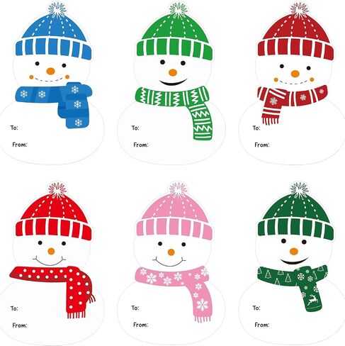 Anwyll Christmas Gift Name Tags Stickers,Self-Adhesive to from Christmas Snowman Labels Stickers,120Pcs 3×2Inch White Xmas Snowman Holiday Name Tags Labels Stickers for Envelope Gift Present Packaging in Kuwait