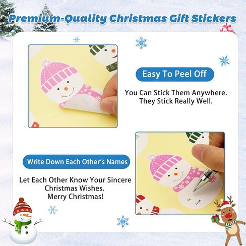 Anwyll Christmas Gift Name Tags Stickers,Self-Adhesive to from Christmas Snowman Labels Stickers,120Pcs 3×2Inch White Xmas Snowman Holiday Name Tags Labels Stickers for Envelope Gift Present Packaging in Kuwait