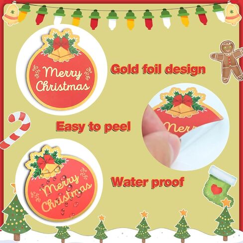 120 Merry Christmas Sticker, 2" Christmas Envelopes Seals, Gold Foil Stamping Label Xmas Gift Stickers, Christmas Decorative Sticker Good for Xmas Gifts Wrapping, Cards, Boxes, New Year Party Gifts in Saudi Arabia