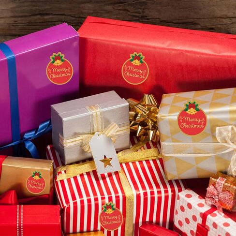 120 Merry Christmas Sticker, 2" Christmas Envelopes Seals, Gold Foil Stamping Label Xmas Gift Stickers, Christmas Decorative Sticker Good for Xmas Gifts Wrapping, Cards, Boxes, New Year Party Gifts in Saudi Arabia