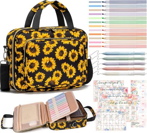 Bible Cover for Women Bible Case, Large Bible Bag w/Shoulder Strap, Bible Study Supplies Bible Journaling Kit Book Carrying Case with Bible Highlighters Tabs, Mothers Day Christian Gifts for Women in Saudi Arabia