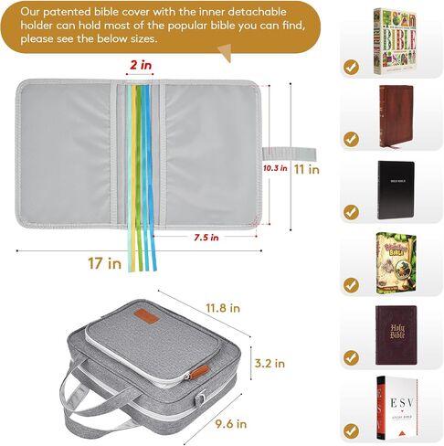 DERSTUEWE Bible Cover Case for Women – Stylish & Durable Zippered Bible Bag with Handle & Pocket, Fits Standard & Large Bibles, Perfect for Church, Travel, Study & Gifts, Purple in Kuwait