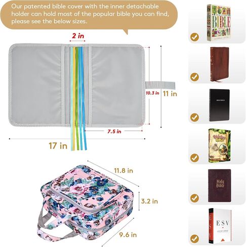 DERSTUEWE Bible Cover Case for Women – Stylish & Durable Zippered Bible Bag with Handle & Pocket, Fits Standard & Large Bibles, Perfect for Church, Travel, Study & Gifts, Purple in Kuwait