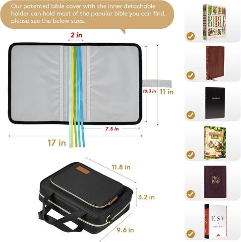 DERSTUEWE Bible Cover Case for Women – Stylish & Durable Zippered Bible Bag with Handle & Pocket, Fits Standard & Large Bibles, Perfect for Church, Travel, Study & Gifts, Purple in Kuwait