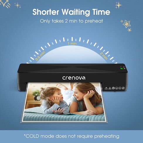 Crenova Laminator Machine with 10 Laminating Sheets, A4 Laminating Machine Hot & Cold with Fast Warm Technology, Thermal Laminator 9 Inch for Home Office School Business Black in Kuwait