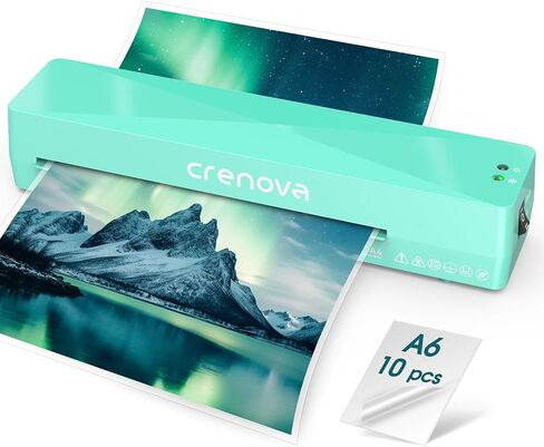 Crenova Laminator Machine with 10 Laminating Sheets, A4 Laminating Machine Hot & Cold with Fast Warm Technology, Thermal Laminator 9 Inch for Home Office School Business Black in Kuwait