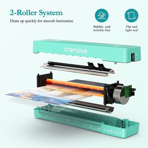 Crenova Laminator Machine with 10 Laminating Sheets, A4 Laminating Machine Hot & Cold with Fast Warm Technology, Thermal Laminator 9 Inch for Home Office School Business Black in Kuwait