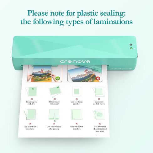 Crenova Laminator Machine with 10 Laminating Sheets, A4 Laminating Machine Hot & Cold with Fast Warm Technology, Thermal Laminator 9 Inch for Home Office School Business Black in Kuwait