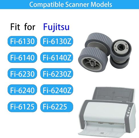 2025 Upgraded Feed Roller Kit with Iron Shaft, Compatible with Fujitsu Fi-6130 Fi-6130Z Fi-6140 Fi-6140Z Fi-6230 Fi-6230Z Fi-6240 Fi-6240Z Fi-6125 Fi-6225 etc, Parts Number: PA03540-Y075 (2PCS) in Kuwait