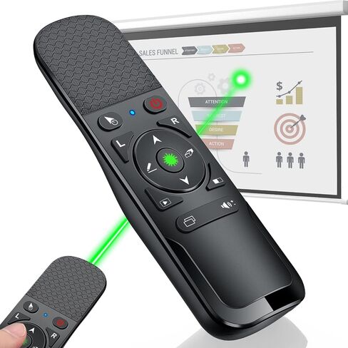 جهاز عرض تقديمي لاسلكي جهاز نقر عن بعد مع مؤشر ضوء أحمر، مؤشر عرض تقديمي USB RF 2.4 جيجا هرتز، مؤشر شريحة PPT متقدم لنظام التشغيل Mac/Google Slide/Keynote مع تصميم مريح، والتحكم في مستوى الصوت in Kuwait