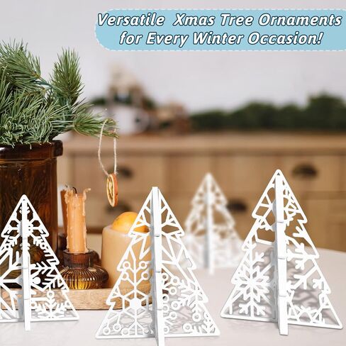 10Pcs 3D Snowflake Christmas Table Decorations Winter Glittering Wooden Snowflake Tabletop Centerpieces 3D Standing Carving Stars Tiered Tray Decor for Xmas Holiday Party Farmhouse Home Decor, 5 Sets in Saudi Arabia